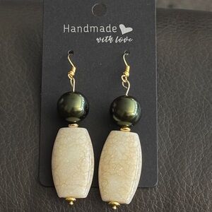 Handmade Gold and Cream Earrings